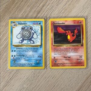 Poliwhirl and Charmander Pokémon Cards